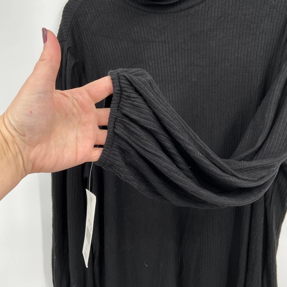 NWT Ophelia Roe Women's Ribbed Knit Turtleneck Dress Puff Sleeve Black Size 2X - Picture 5 of 11